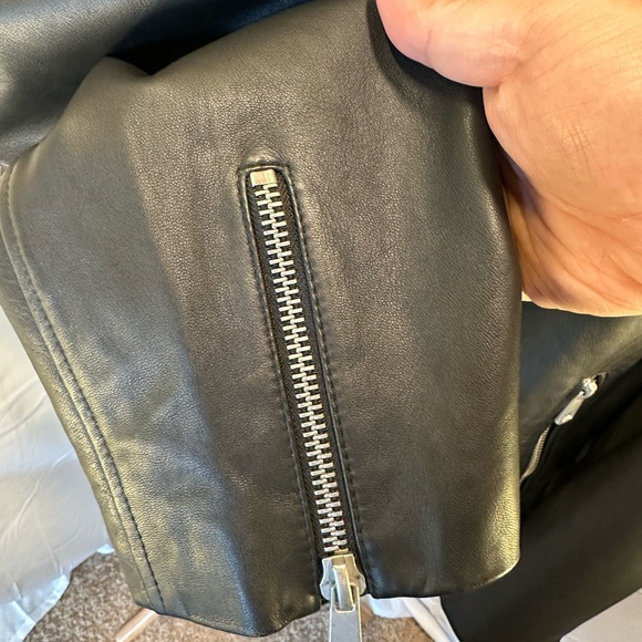 ASOS - Black Leather Motorcycle Jacket, Men’s 4XL (2XL) - Picture 9 of 14